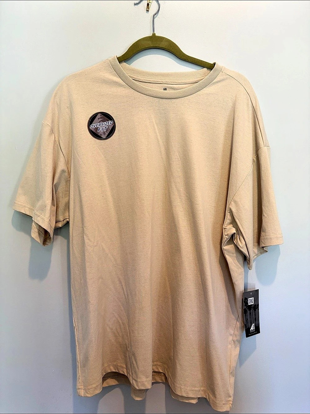 Hollywood Oversized Fit Oversized Short Sleeve Tee in Beige Size XL NWT